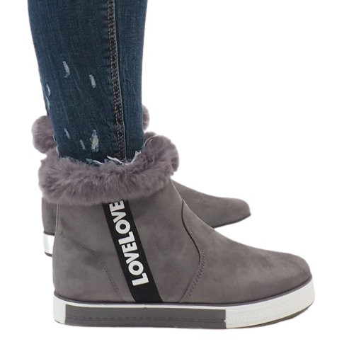 Botas grises de gamuza con forro de piel NB252P-2