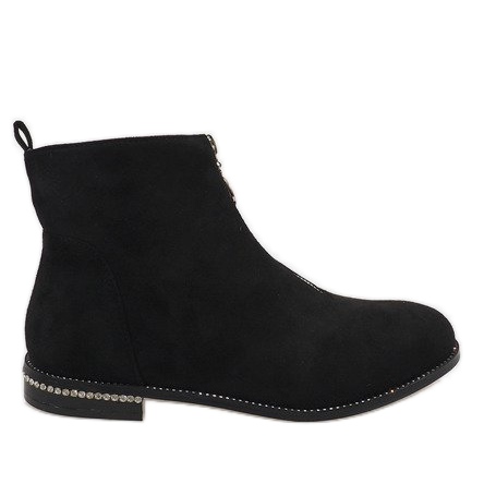 Botines de ante negro con cremallera LL6300