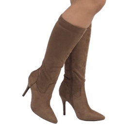 Botas taupe con tacón 1101-2 marrón