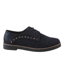 Zapatos azul marino con cordones y tachuelas LX155