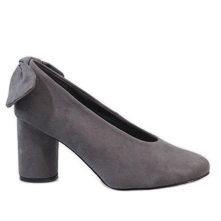 Zapatos de tacón de gamuza gris en el poste LL-93P