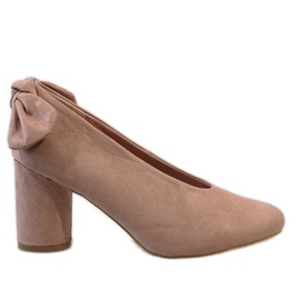 Zapatos de tacón de ante rosa en el poste LL-93P rosado