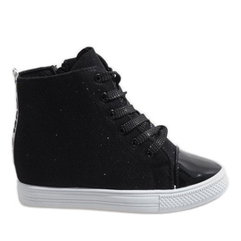 Zapatillas negras en la cuña DD385-4 negro