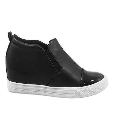 Zapatillas negras en la cuña DD409-4 negro