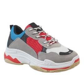 Zapatos deportivos negros de moda D1901-L65 gris multicolor