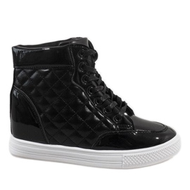 Deportivas negras con cuña acolchada DD478-1 negro Deportivas negras con cuña acolchada DD478-1 negro