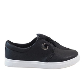 Zapatillas negras con lazo 3057-1 negro Zapatillas negras con lazo 3057-1 negro