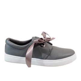 Zapatillas grises con lazo 3057-3