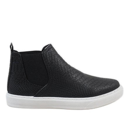 Zapatillas altas negras de piel de serpiente LT1599 negro