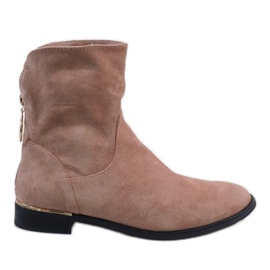Botas de ante rosa con cremallera J905 rosado