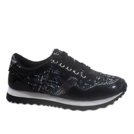 Deportivas negras cuña R-41 negro