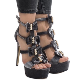 Sandalias de gamuza con tacón alto M249 Gris negro