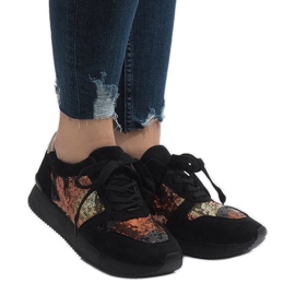 Deportivas negras cuña T025 negro multicolor Deportivas negras cuña T025 negro multicolor