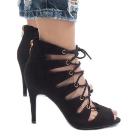 Botas negras abiertas de tacón alto 9095-83A negro