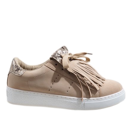 Deportivas beige con estampado de serpiente 451-Y