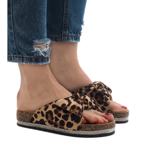Zapatillas de leopardo con lazo N-33 marrón Zapatillas de leopardo con lazo N-33 marrón
