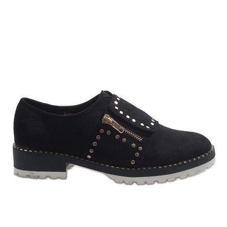 Zapatos negros sin cordones con tachuelas U-6249
