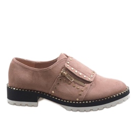 Zapatos rosas sin cordones con tachuelas U-6249