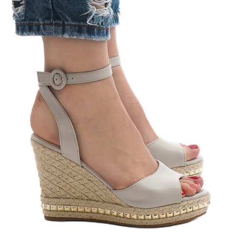 Sandalia cuña gris 2084-5 Sandalia cuña gris 2084-5