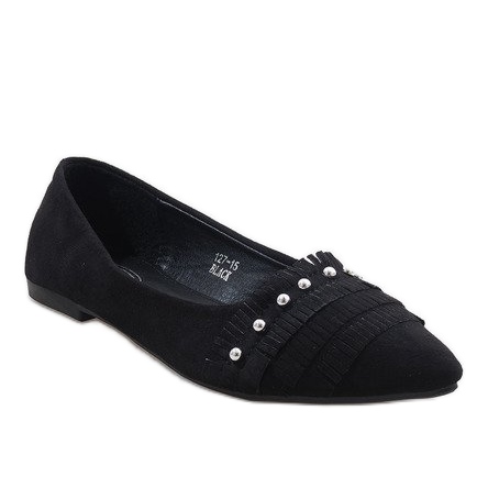 Bailarinas de ante negro con tachuelas 127-15 Bailarinas de ante negro con tachuelas 127-15