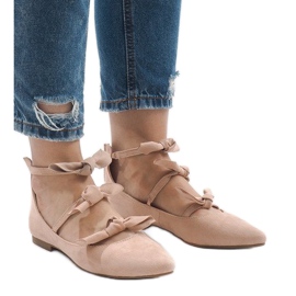Bailarinas rosas con cordones y lazos G-47