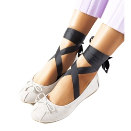 Bailarinas grises con cordones y lazos B-62