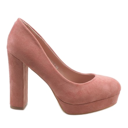 Zapatos de salón de ante rosa en el pilar 12225-2 rosado