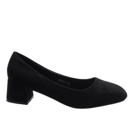 Zapatos de tacón de ante negro en el pilar H343-1