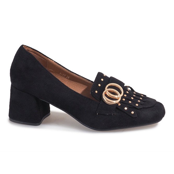 Zapatos de tacón de ante negro en el poste LB-339 Zapatos de tacón de ante negro en el poste LB-339