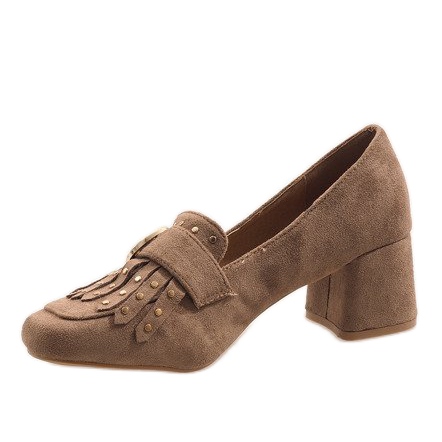 Inna Zapatos de tacón de ante caqui en el poste LB-339 marrón