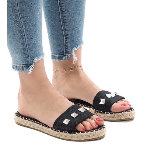 Zapatilla jeans negros 7087 tachuelas