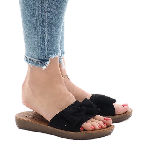 Zapatillas negras con lazo 6376-1 negro