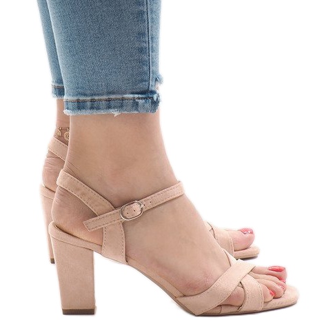 Sandalias de tacón rosa FH39002 rosado