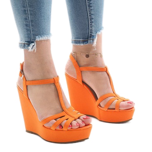 Sandalias de cuña naranja A-8A Sandalias de cuña naranja A-8A
