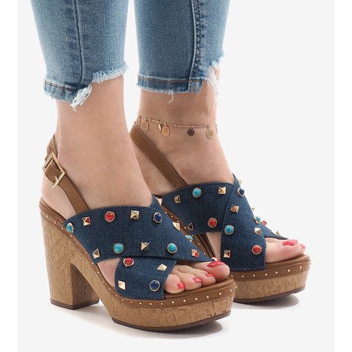 Sandalias azules en plataforma 1669
