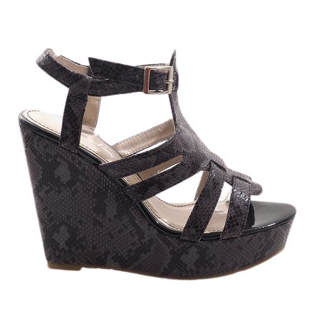 Sandalias de cuña negras A-7A negro
