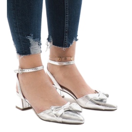 Sandalias de tacón plateadas 1702-2 gris