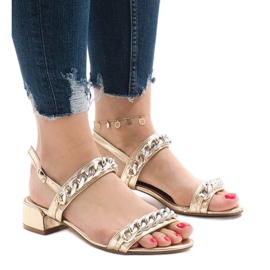 Sandalias de tacón dorado 77-15