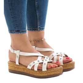 Sandalias de alpargatas blancas en la plataforma 314-2B blanco