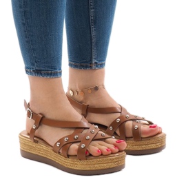 Sandalias de alpargatas camel en la plataforma 314-2B marrón
