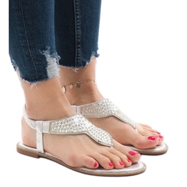 Sandalias plateadas decoradas con JN1359-2 gris