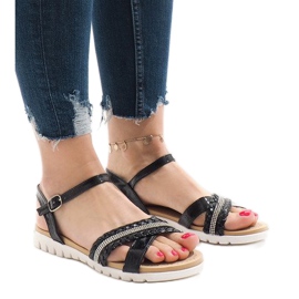 Sandalias negras con lentejuelas G-515-01 negro