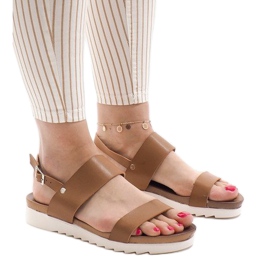 Sandalias planas camel con hebilla CZTZ-2K122-4 marrón Sandalias planas camel con hebilla CZTZ-2K122-4 marrón