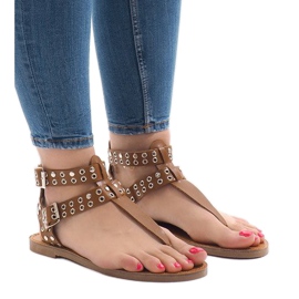 Sandalias planas marrones con hebilla B12-4 marrón