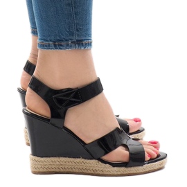Sandalias de cuña negras LWF-5H5670 negro