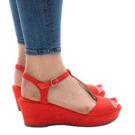 Sandalias cuña rojas 6-309 rojo