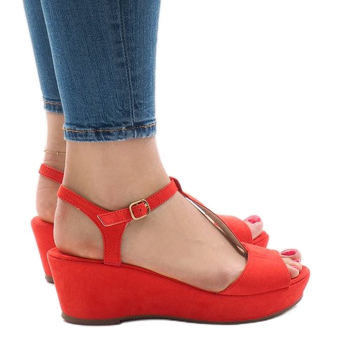 Sandalias cuña rojas 6-309 rojo