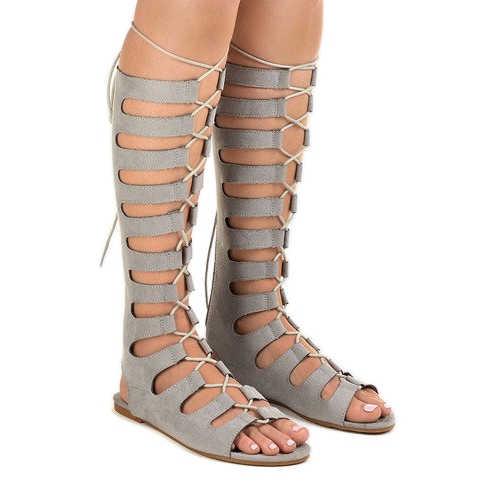 Sandalias gladiadoras planas grises 289-9