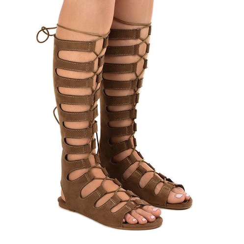 Sandalias gladiadoras planas marrones 289-9 marrón