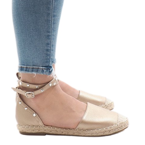 Sandalias alpargatas doradas con hebilla TH-155 dorado